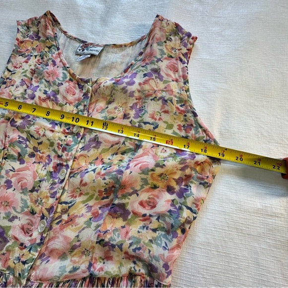 Vintage x Daiquiri Pink Tan Pleated V-Neck Maxi Sundress - Picture 7 of 8